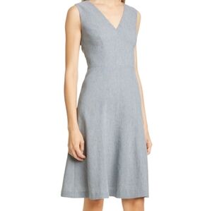 Tailored Rebecca Taylor Grey Linen Blend Sleeveless Career Office Dress 8